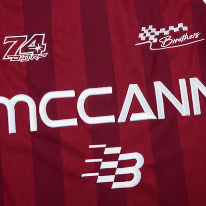 Men Long Sleeve T-Shirt Racing Embroidery Letter Stripes Stitching