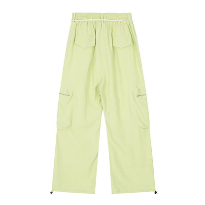 Cargo Pants Silk Drape Multi-Pocket Slacks