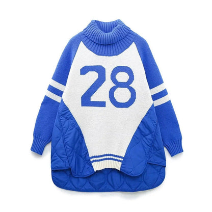 Women Cotton Coat Turtleneck Sweater Loose and Lazy Style Knitwear