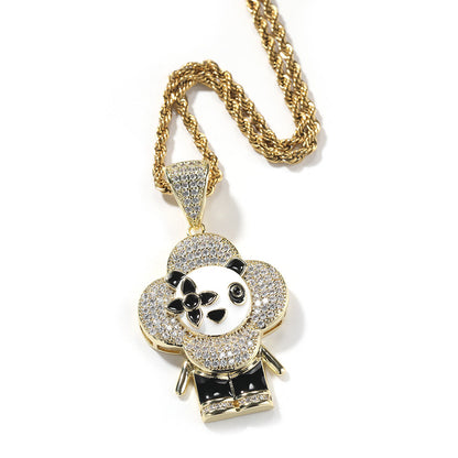 Jewelry Donkey Flower Pendant Shine Micro Zircon Male Female Animal Spectrum Far East