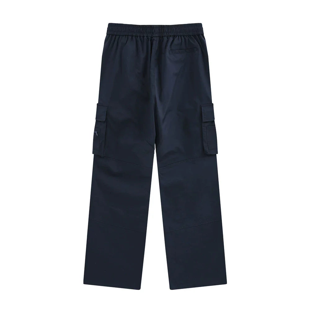 Men Sweatpants Multi-Pocket Straight Casual Pants Men's Summer Casual Elastic Waist Wide Leg Pants