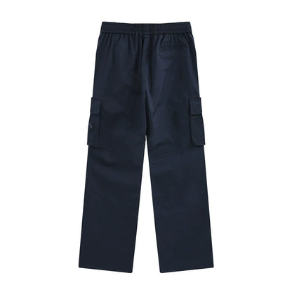 Men Sweatpants Multi-Pocket Straight Casual Pants Men's Summer Casual Elastic Waist Wide Leg Pants