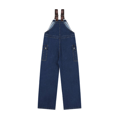 Overalls Men Jumpsuit Letter Embroidered Denim Suspender Pants Men's Casual Loose Straight Cargo Jumpsuit