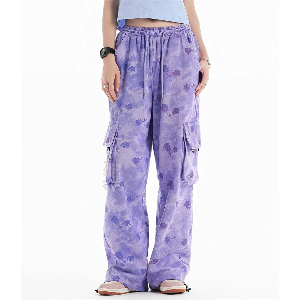Men Sweatpants Casual Pants Workwear with Pocket Straight-Leg Wide-Leg Pants Drawstring Jogger Pants