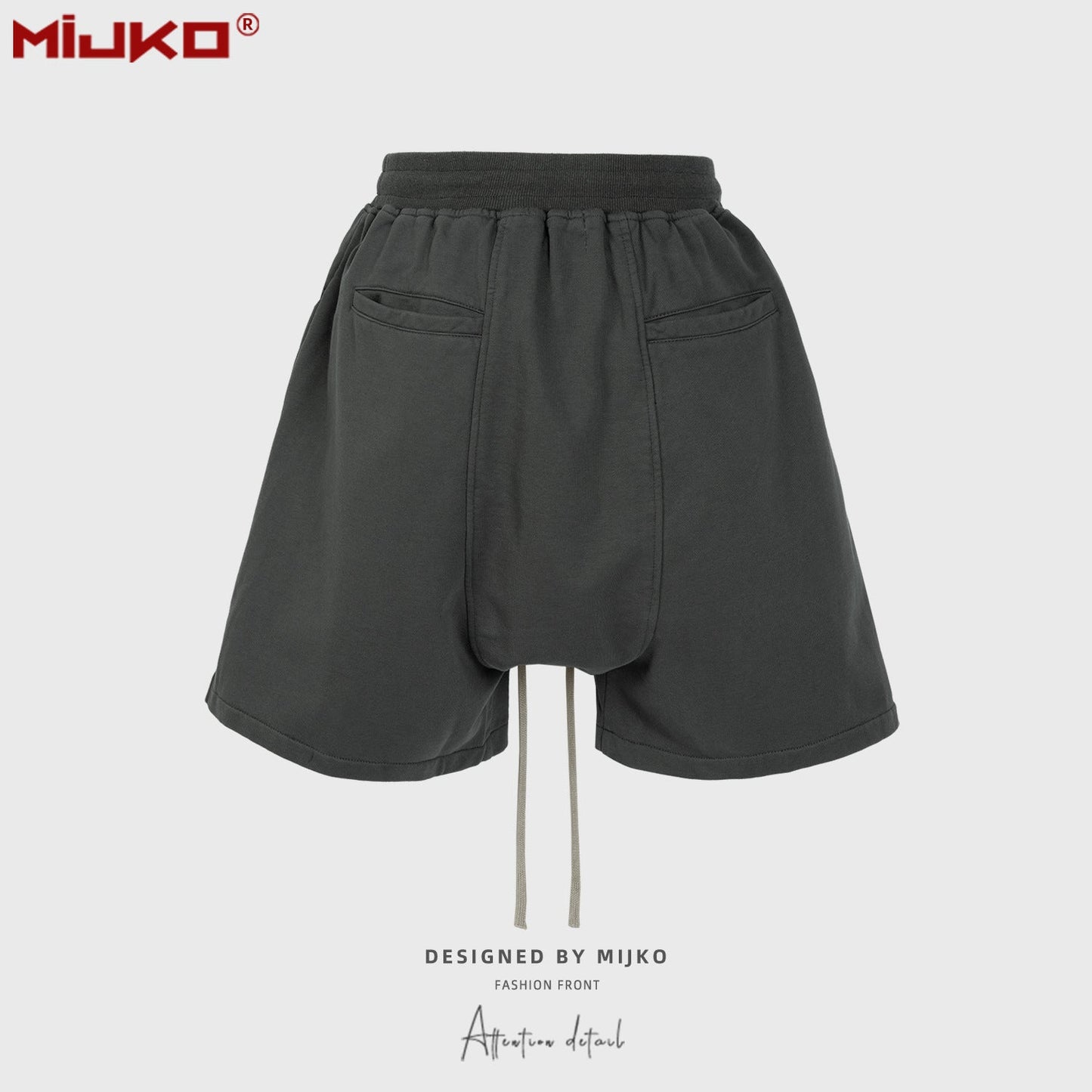 MIJKO Men Shorts Casual Pants Double Zipper Split Shorts