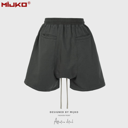 MIJKO Men Shorts Casual Pants Double Zipper Split Shorts