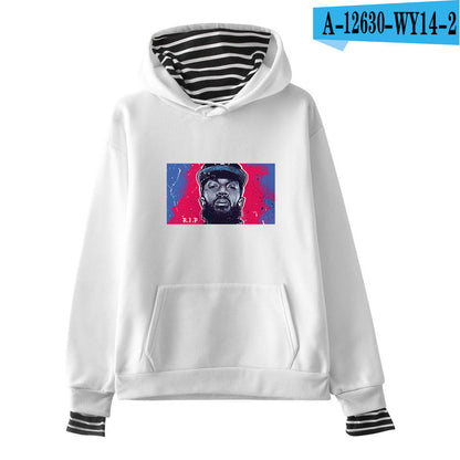 Nipsey Hussle Hoodie Rap Singer Trend False Two-Piece Sweaters