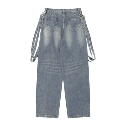 Women Pants Jeans Distressed Loose Straight-Leg Wide-Leg Pants