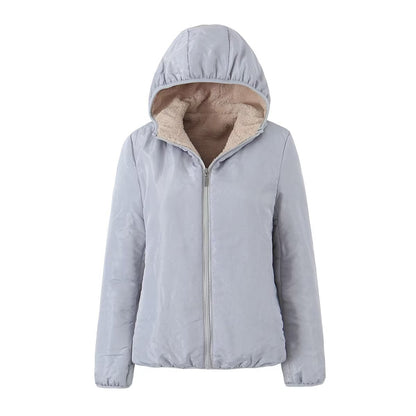 Women Cotton Coat Fleece Hooded Jacket Warm Leisure Fashion