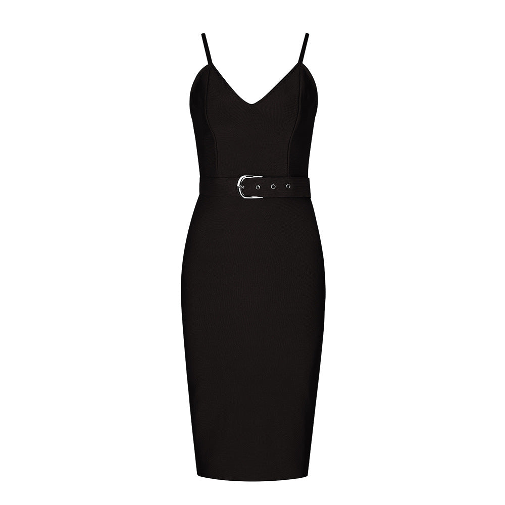 Women's Evening Dress Strap Belt Dress Sexy Slim Fit Bandage Dress