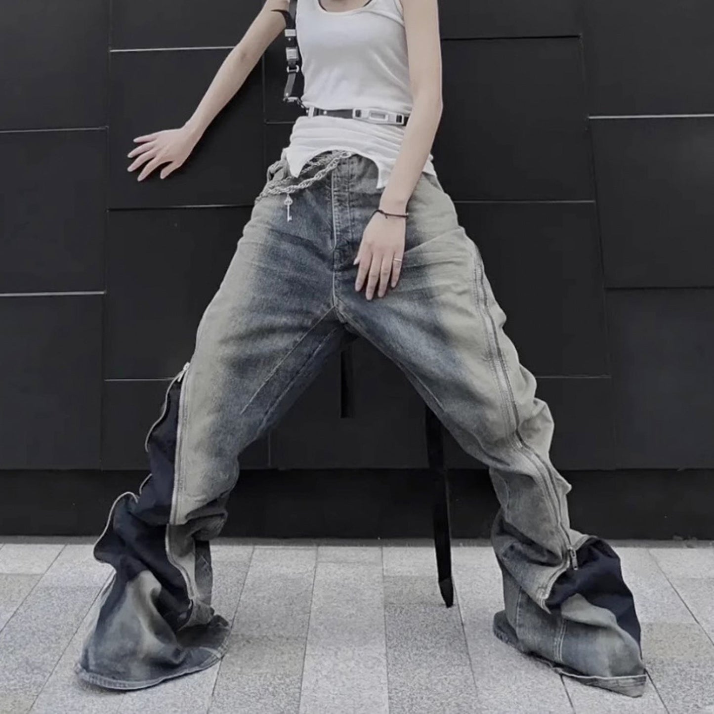 MIJKO Men's Vintage Pants MIJKO Men's Women's Contrast Trousers RICK Jeans