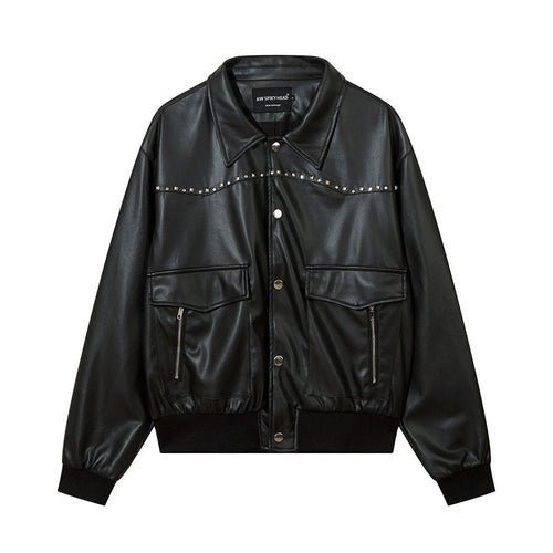 Women Jackets Rivet Pu Wallet Vintage Leather