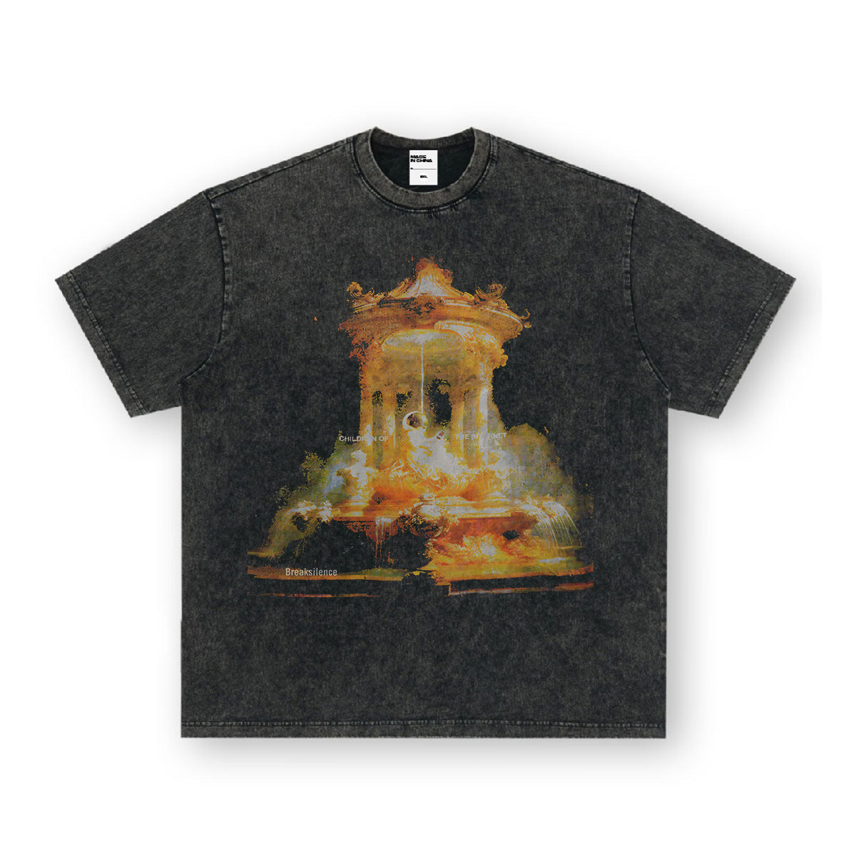 Vintage T-shirts Fantasy Amusement Park Printed Washed Old Printed Short Sleeve T-Shirt