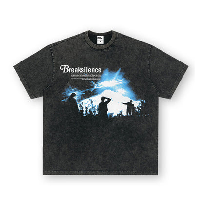 Vintage T-shirts BREAKSILENCE American washed and old summer short-sleeved t-shirts