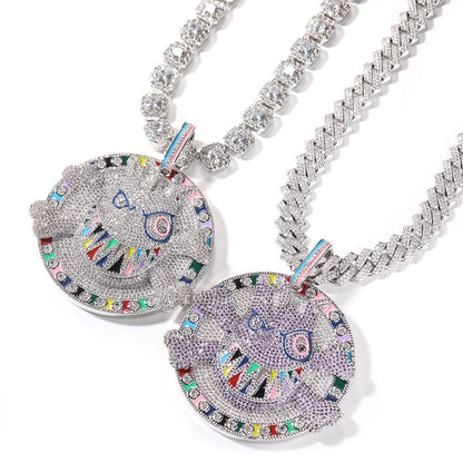 Jewelry Necklace Hip Hop Micro Zircon Metal Wind rapper Dog Tags Spectrum
