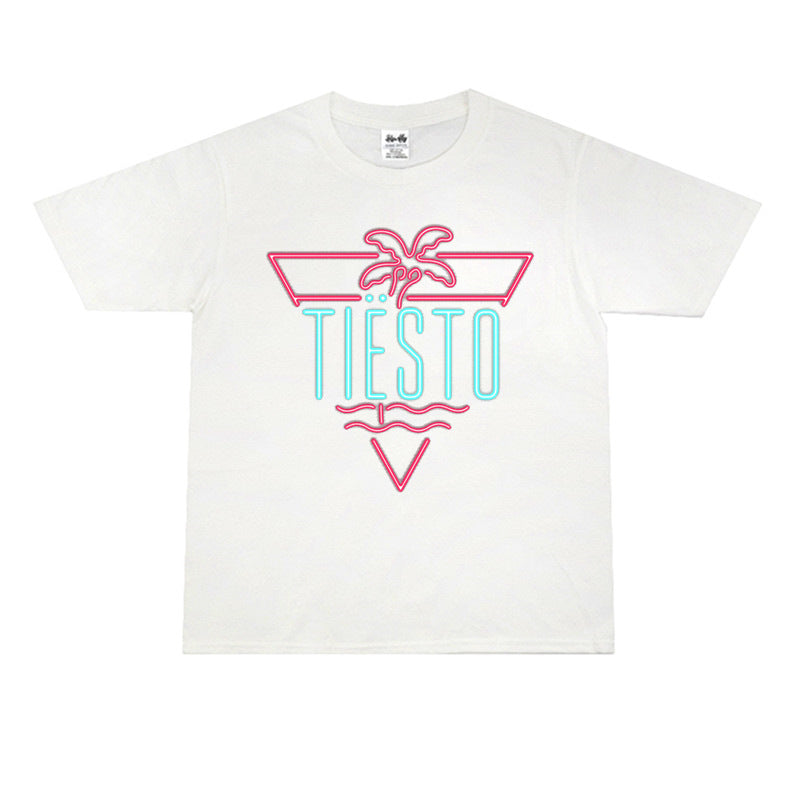 Rock Star T Shirt Tiesto Disc Printing T-shirt Short Sleeve Loose Cotton Crew Neck
