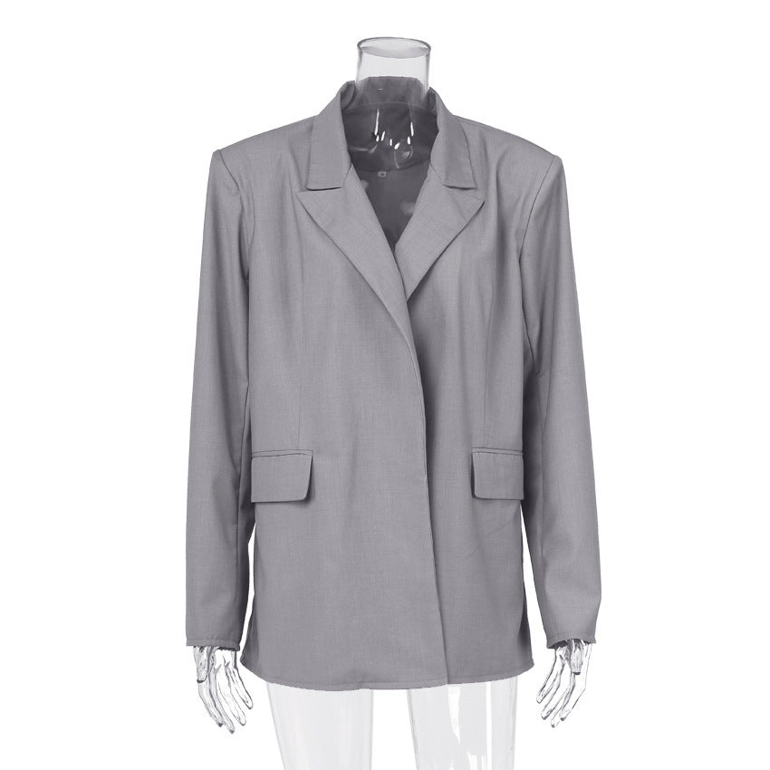Women Trench Coat Autumn and Winter Suit Women's Simple Advanced Sense Jacket Long-Sleeved