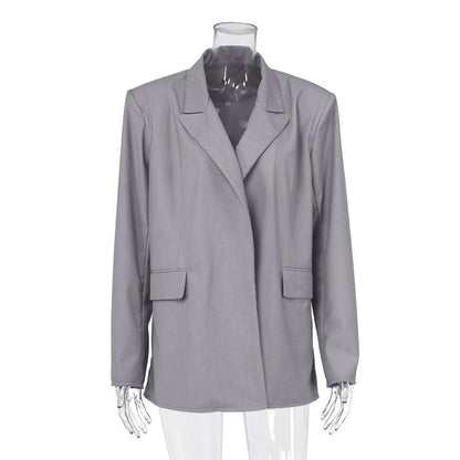 Women Trench Coat Autumn and Winter Suit Women's Simple Advanced Sense Jacket Long-Sleeved