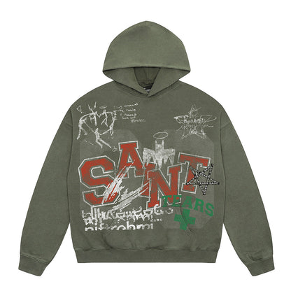 Unisex Hoodies Saint Michael Vintage Hip Hop Old Loose Hoodie