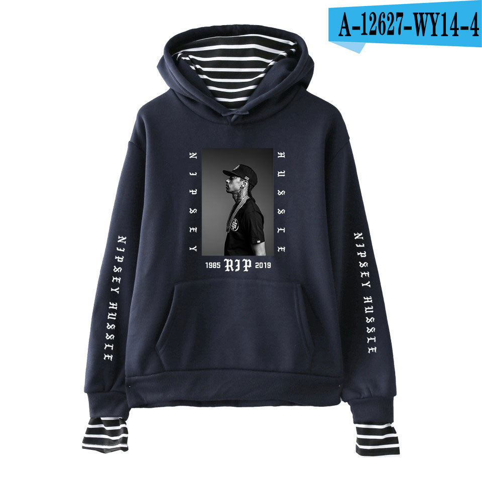 Nipsey Hussle Hoodie Rap Singer Trend False Two-Piece Sweaters