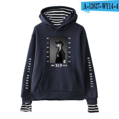 Nipsey Hussle Hoodie Rap Singer Trend False Two-Piece Sweaters