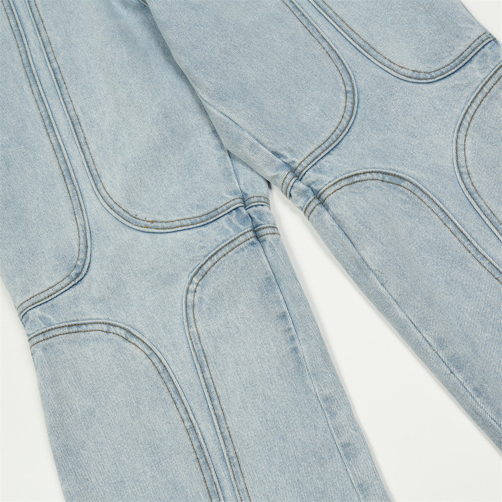 Men Jeans Stitching Loose Straight