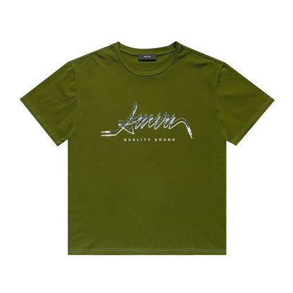 Amiri T Shirt Printed Casual Hip Hop round Neck Short Sleeve T-shirt