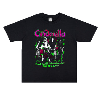 Rock Star T Shirt Cinderella Cinderella Band Character Print T-shirt Short Sleeve Men and Women