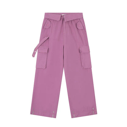 Men Sweatpants Casual Pants Men's Multi-Pocket Loose Straight-Leg Wide-Leg Pants