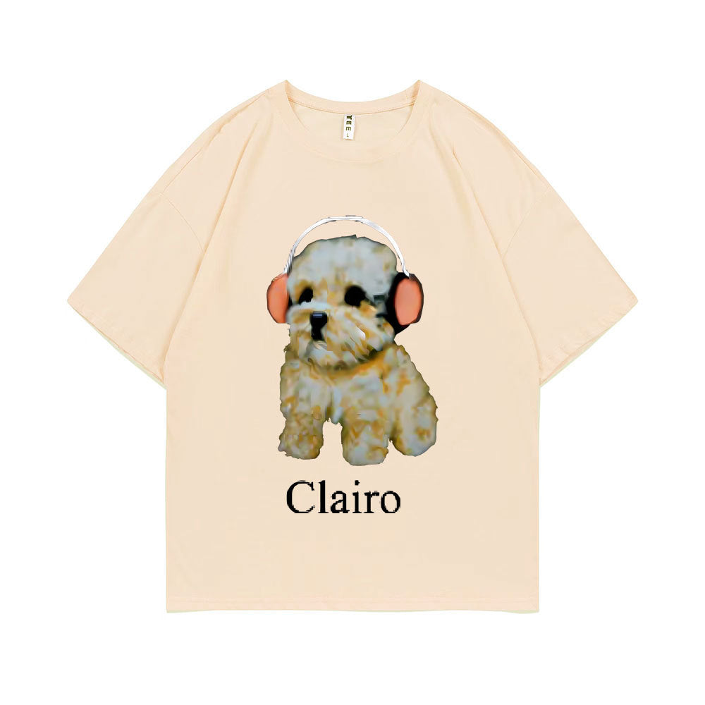 Clairo Dog Puppy Headphones Graphic Print Tshirt Summer Male