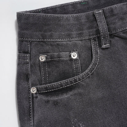Men Jeans Vintage Baggy Pants-Foot Frayed Edges