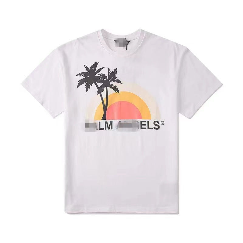 Palm Angle T Shirts Coconut Sun Print Loose Men and Women