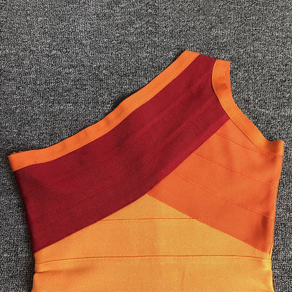 Women Evening Dress Rainbow Dress Striped Sheath Bandage One-Piece Dress Dress
