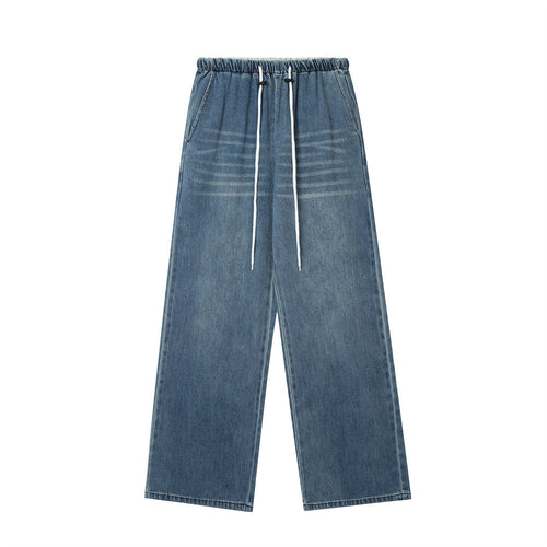 Men Jeans Simple Hip Hop Loose Casual Wide Leg