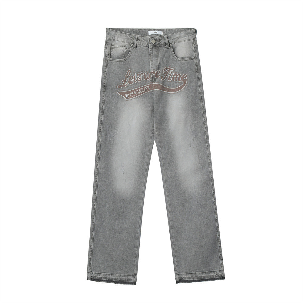Men Jeans Loose Casual Distressed Burrs