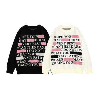 Women Sweater Knitted Couple Idle Style Pullover Sweater