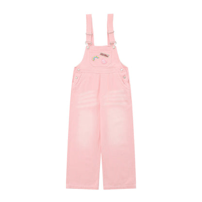 Overalls Men Jumpsuit Denim Cargo Pants Suspender Pants Loose Straight Wide Leg Casual Suspender Jumpsuit