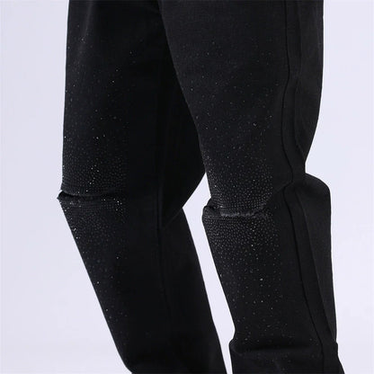 Men Jeans Raw Hem Ripped Casual Loose