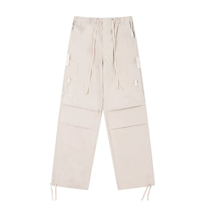 Men Sweatpants Pleated Casual Pants Men Loose Straight Trousers Drawstring Jogger Pants
