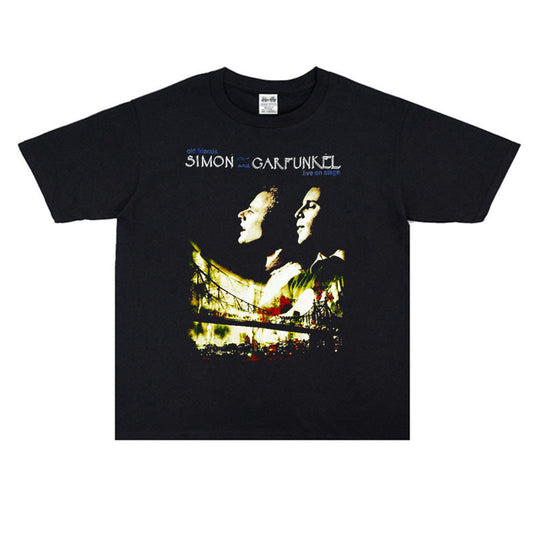 Rock Star T Shirt Simon & Garfunkel Printed T-shirt Short Sleeve