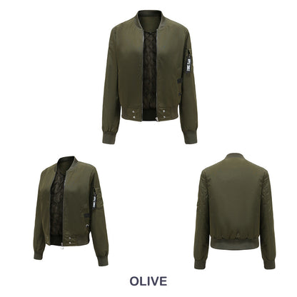 Women Trench Coat Stand Collar Urban Casual Bomber Jacket Spring and Autumn Coat