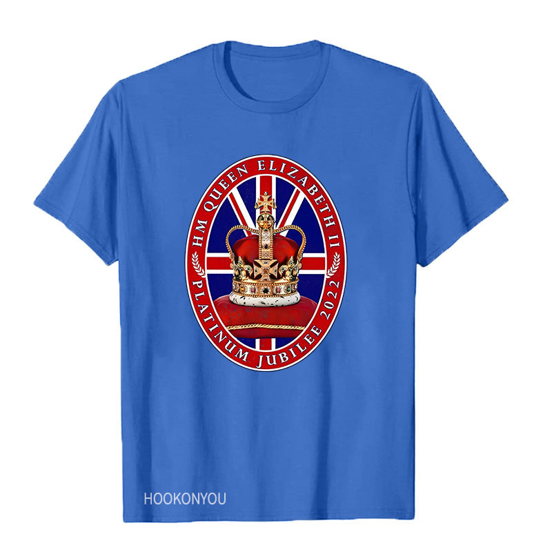 Inspired by Queen's Platinum Jubilee 2022 Elizabeth 70 Years T-shirt Printed round Neck Short Sleeve T-shirt