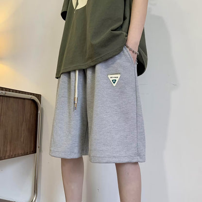 Men Beach Shorts Waffle Summer Loose Leisure Sports