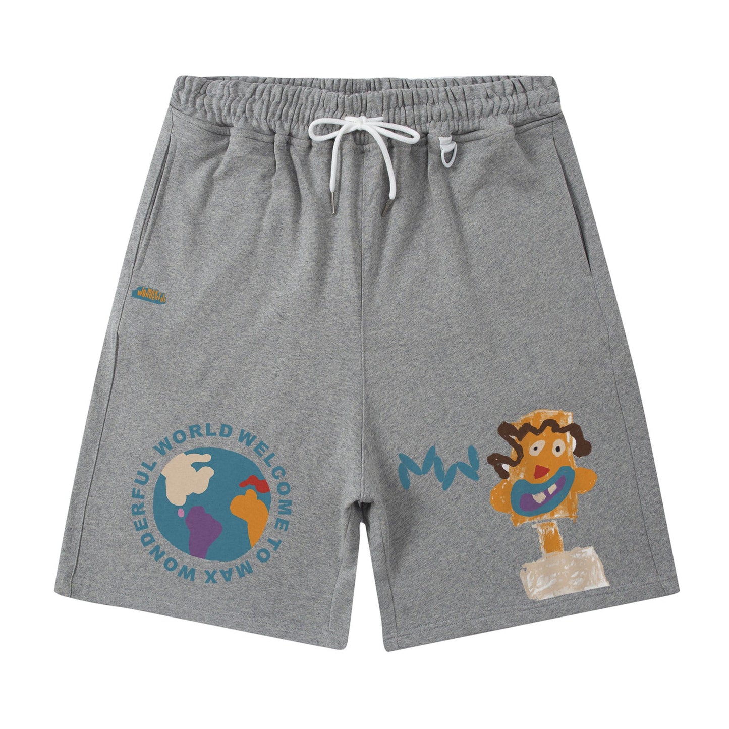 Men Shorts Hiphop Vintage Flame Print Sports Shorts