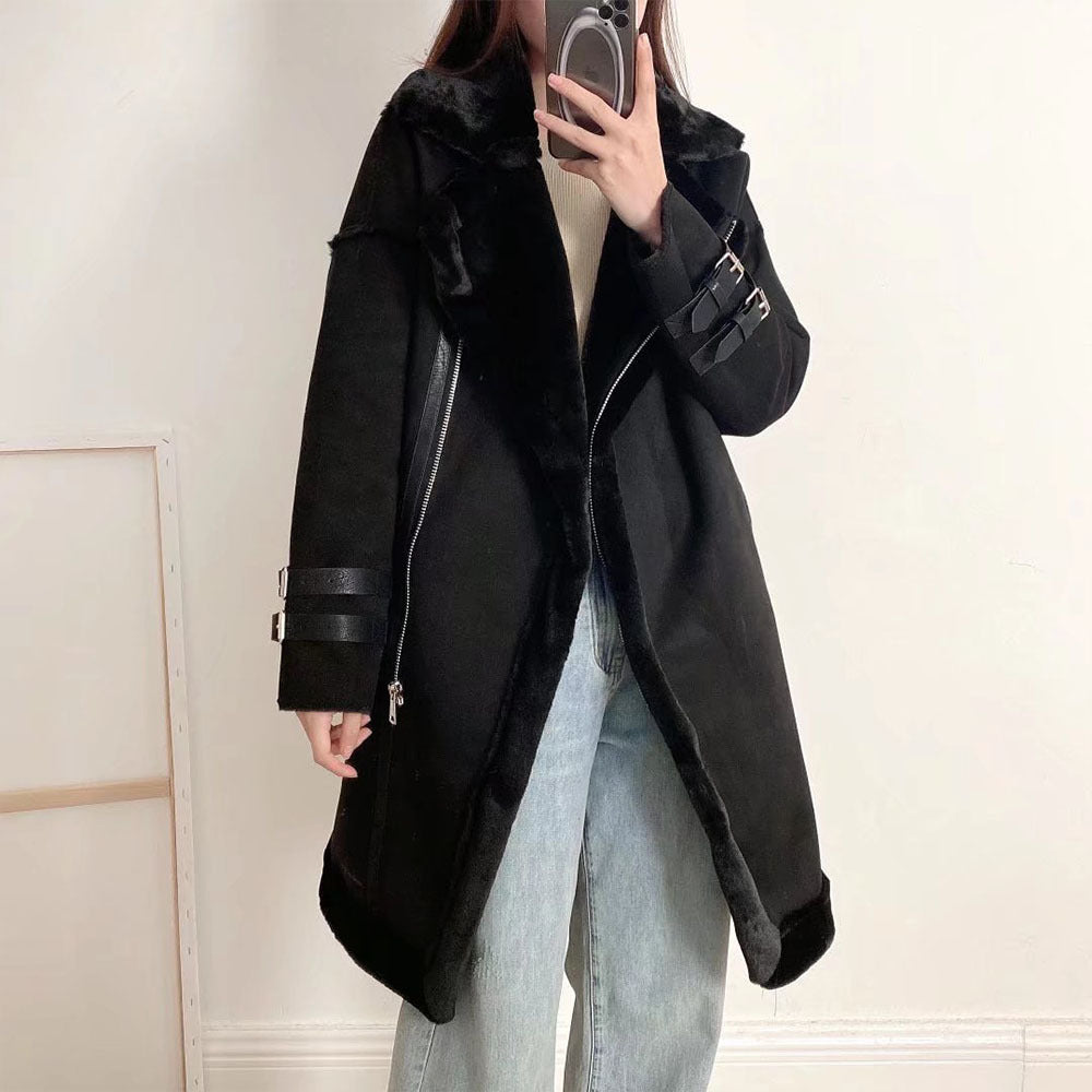 Women Cotton Coat Thickened Faux Lamb Fur Coat