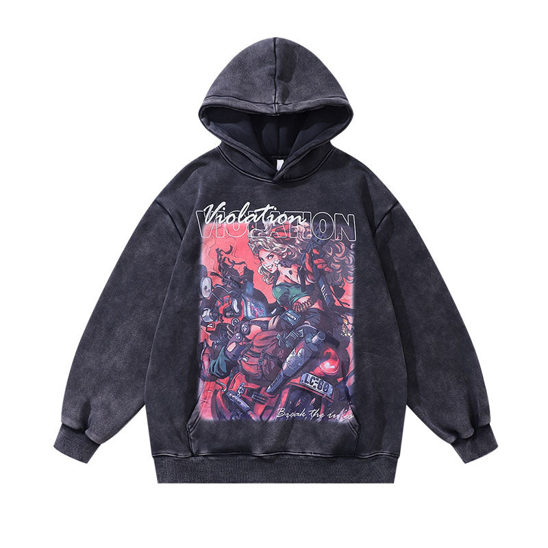 Men Hoodie Hip Hop Cartoon Hooded Sweatshirt