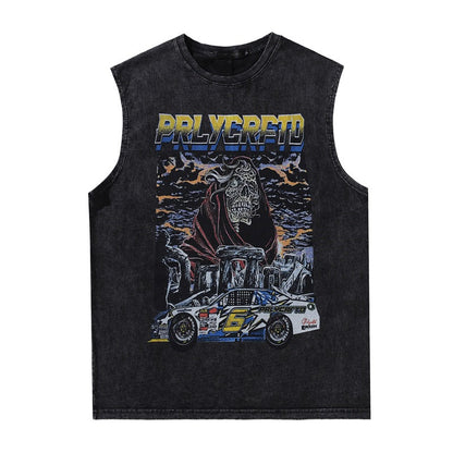 Men Vest Retro Sleeveless Vest T-shirt