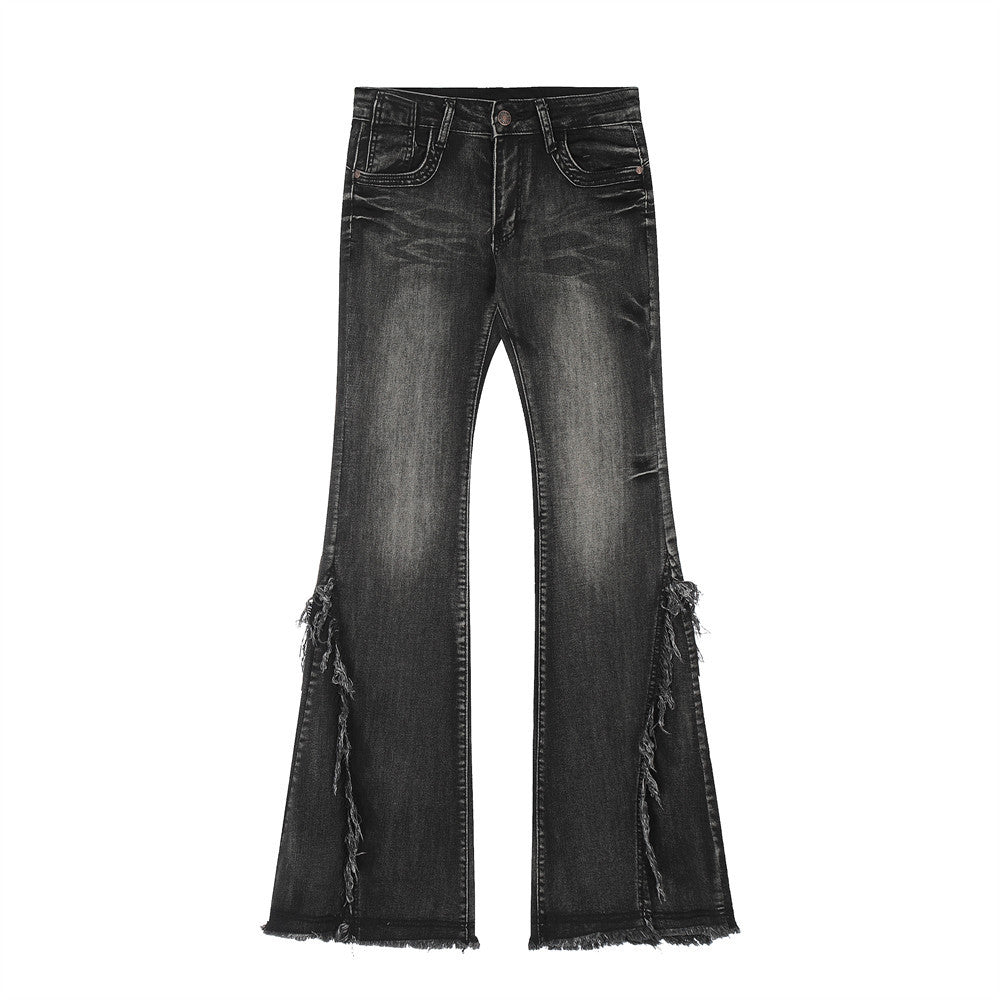Women Pants Frayed Skinny Jeans Wide Leg Pants Flared Pants
