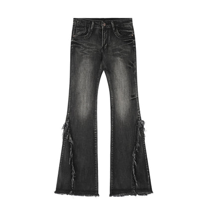Women Pants Frayed Skinny Jeans Wide Leg Pants Flared Pants