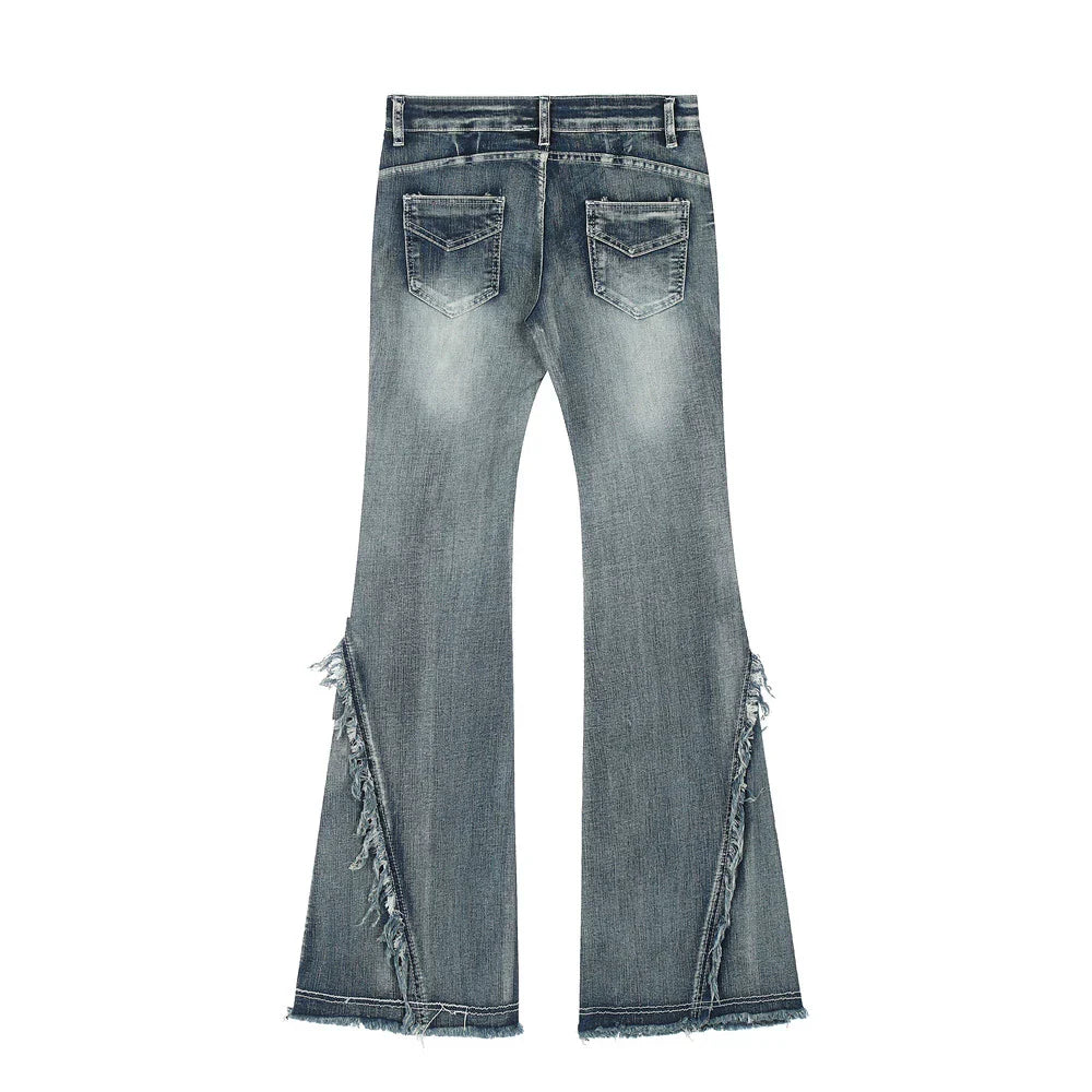 Women Pants Frayed Skinny Jeans Wide Leg Pants Flared Pants